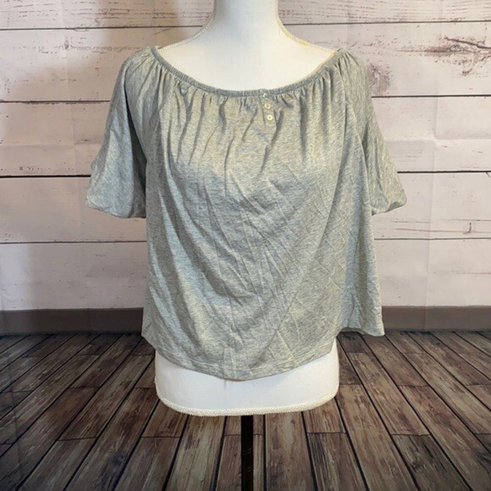 Sundance Top Shirt Womens XL Gray Minimalist Off Shoulder‎ Soft Wide Sleeve